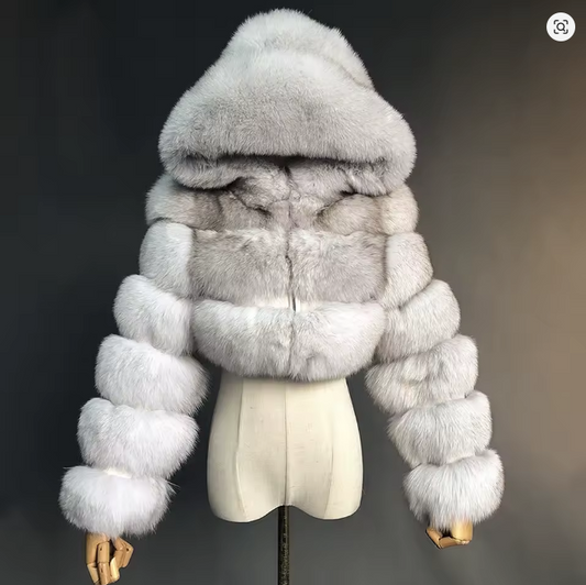 Natural Fur Coat - Silver Grey 🩶