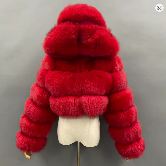 Natural Fur Coat - Red ❤️