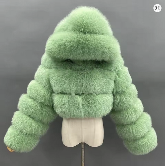 Natural Fur Coat - Green 💚