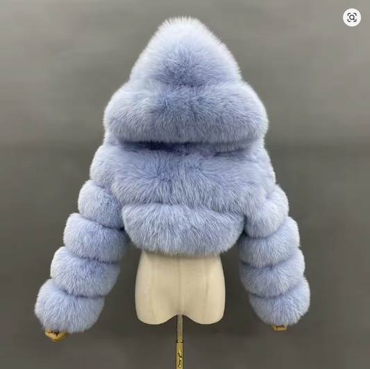 Natural Fur Coat - Baby Blue🩵
