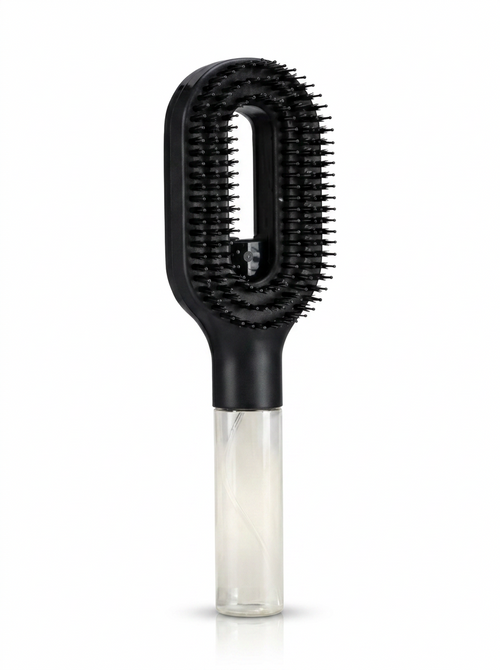 Brumelle Hydrating Brush, angled view of the oval bristle head