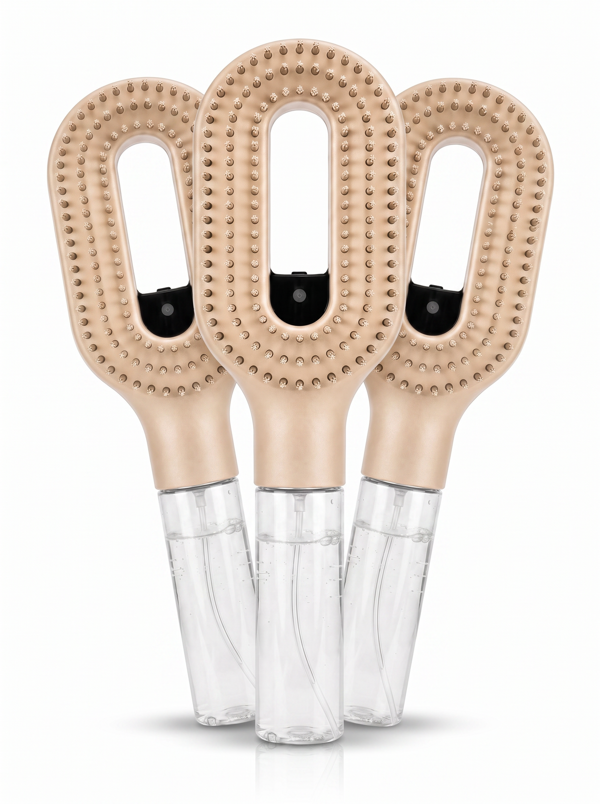 Three Brumelle Hydrating Brushes in beige, front view, bundle of 3