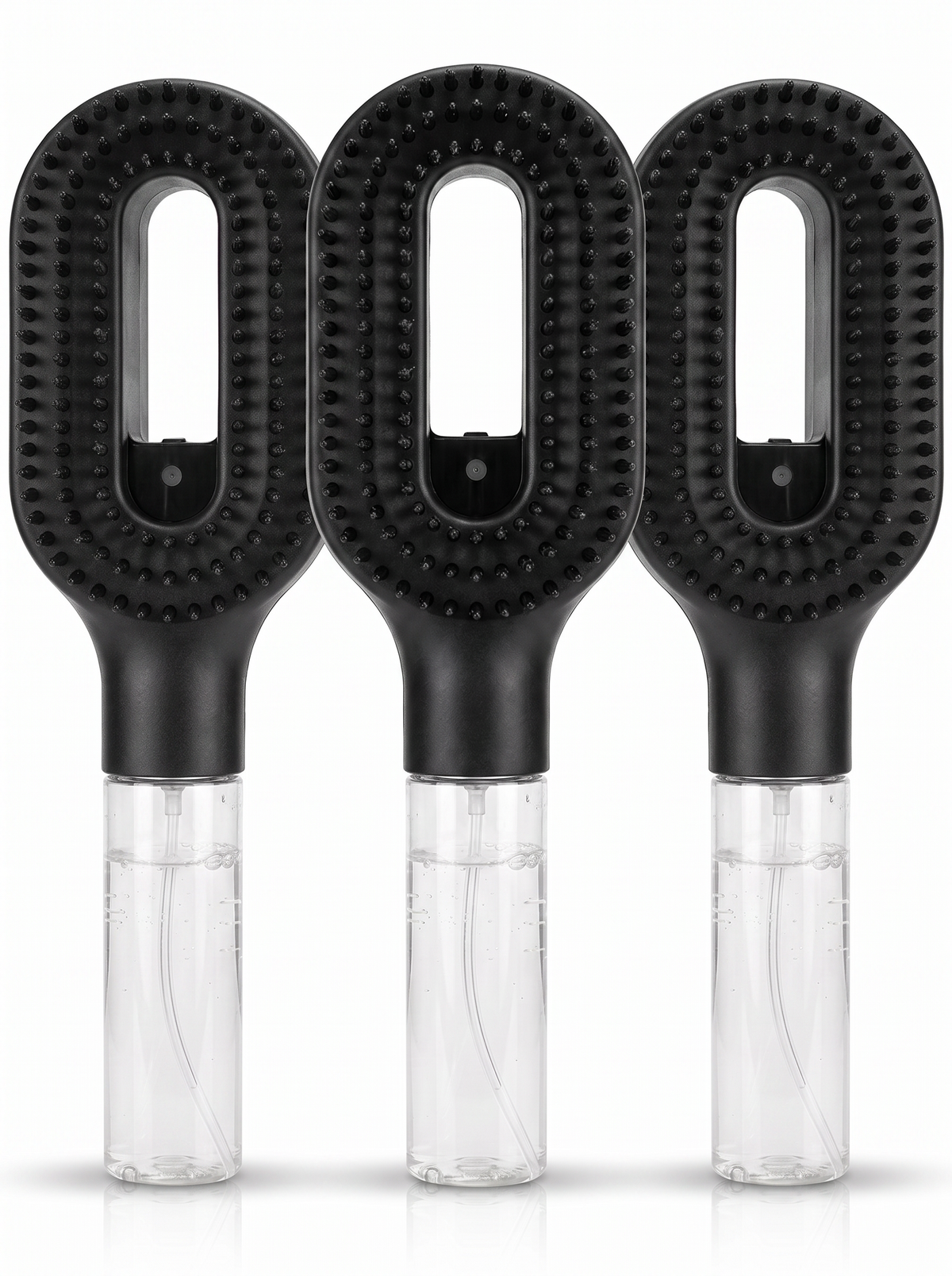 Three Brumelle Hydrating Brushes in black, front view, bundle of 3